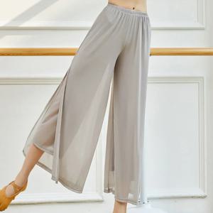 여성용 메쉬 나일론 루즈 와이드 레그 댄스 바지, 현대 댄스 바지, 중국 클래식 댄스, 데일리 숙녀 요가 바지