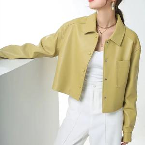 여성용 다용도 가죽 재킷, 슬림한 외모, 얇은 짧은 셔츠, 블루 진저 캐주얼 코트, 스트리트웨어, 2024