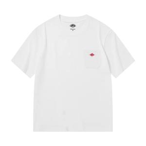 남녀공용 순면 자수 티셔츠, 심플 포켓 반팔, 일본 수출, 패션 브랜드