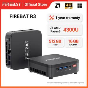 FIREBAT R3 미니 PC AMD Ryzen 3 4300U LPDDR4 16GB RAM M.2 SATA 512GB SSD WiFi6 BT5.2 휴대용 Windows11 데스크탑 컴퓨터