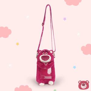 딸기 곰 Crossbody 가방 디즈니 귀여운 만화 애니메이션 그림 봉제 인형 일일 여행 모바일 카드 가방 투명 생일 선물