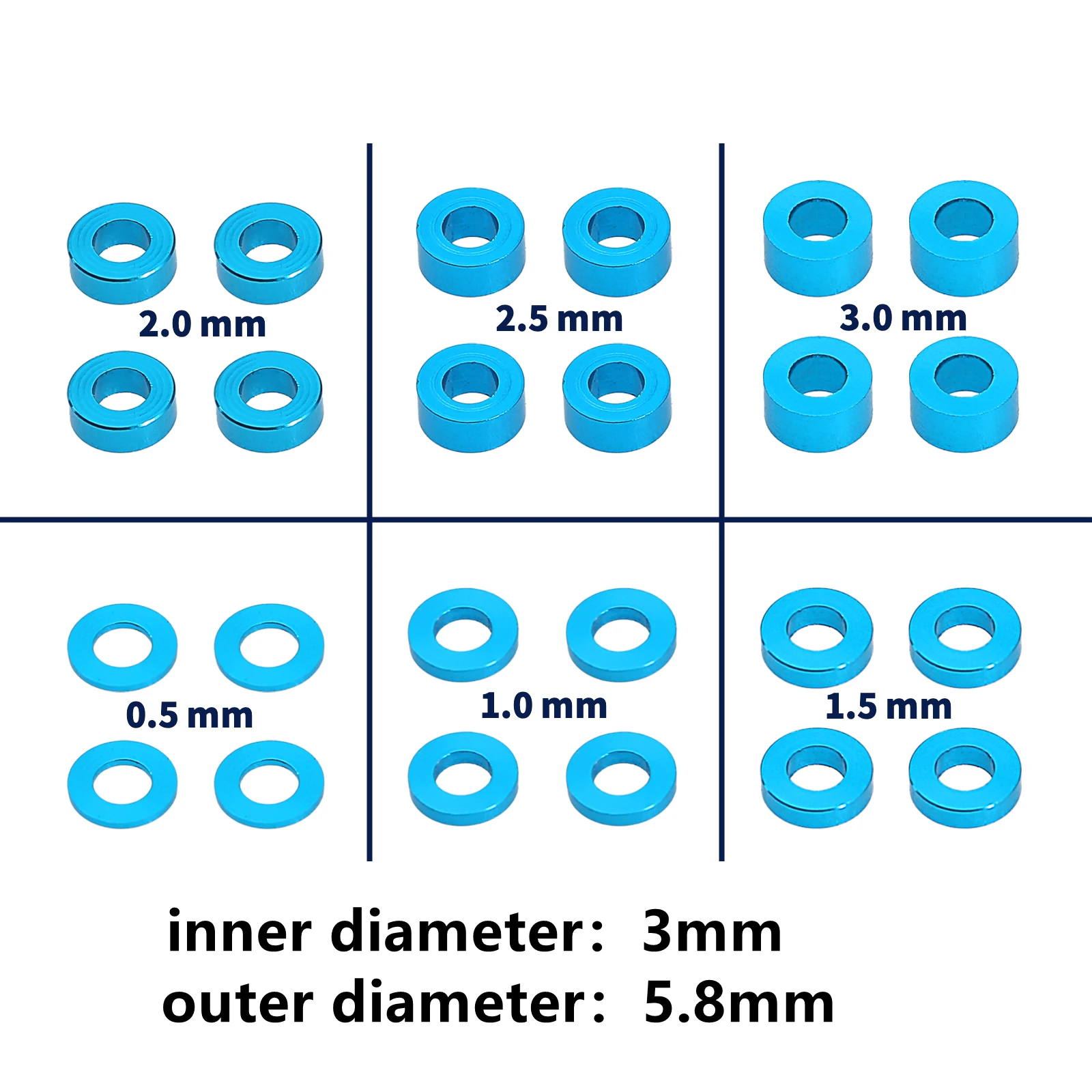 24pcs M3 나사 스페이서 세트 3mm 나사 플랫 가스켓 와셔 스페이서 RC 자동차 TAMIYA 53539 TT02 TT01 XV01 XV02 HSP WLtoys HPI YOKOMO