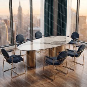 모든 사이즈 맞춤형 이탈리아산 대리석 식탁 천연석 고급 식탁 세트 빌라 맨션 펜트하우스 주방 가구 인테리어
