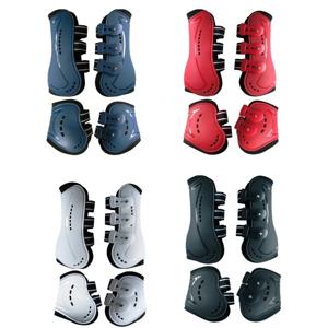 4 개/대 말 다리 보호대 PU 쉘 말 앞 뒤 다리 보호대 부츠 랩 보호 부츠 점프 중 말 플라이 다리 보호대 세트