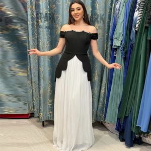 클래식한 대비 색상 맞춤형 이브닝 드레스 오프 숄더 A라인 홈커밍 드레스 반짝이는 크리스탈 연예인 가운
