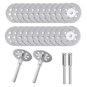 24pcs 다이아몬드 커팅 휠 22mm 직경 컷 오프 디스크 Dremel 로타리 도구 용 4pcs 3mm 맨드릴 교체