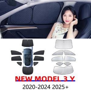 테슬라 모델 3 Y 주니퍼 하이랜드 2025-2020 업그레이드된 선쉐이드 사이드 윈도우 쉐이드 커버 윈드실드 선바이저 프라이버시 캠핑용