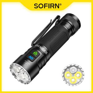 SOFIRN SR23 듀얼 라이트 손전등 3300lm 백색 투광 조명 및 365nm UV 라이트 21700 USB C 충전식 EDC 램프(자석 테일캡 포함)