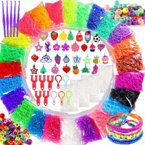 2000pcs-7260pcs 고무 밴드 팔찌 키트, 직기 팔찌 만들기 키트 고무 밴드 리필 DIY 팔찌 GirlBirthday 선물 완구