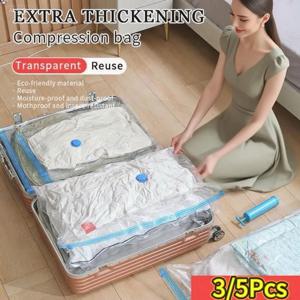 새로운 3/5PCS 의류, 침구, 공간 절약 가방 보관 진공 씰 패킷, 압축 주최자 가방에 대한 진공 저장 가방