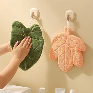 1 조각 잎 산호 양털 핸드 타올 두꺼운 흡수성 Hangable 오래 지속되는 부드러운 주방 행주 가정용