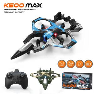 K500 MAX RC 비행기 전투기 2.4G 원격 조종 스턴트 글라이더 360 °   롤링 플라이트 LED 장난감이 있는 어린이용 EPP 폼 비행기