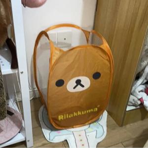 일본 리락쿠마 메쉬 접이식 대용량 세탁 바구니 만화 휴대용 보관 프레임 기숙사 가정용 세탁 바구니
