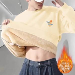 가을 겨울 남성용 루즈핏 양털 안감 두꺼운 긴팔 스웨트셔츠 캐주얼 다용도 프린트 디자인 폴리에스터 원단