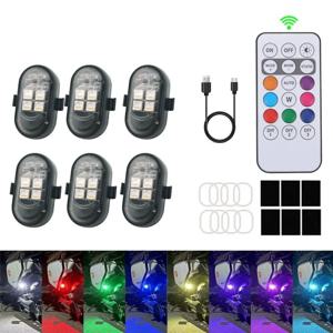 2/4/6pcs 무선 원격 제어 LED 스트로브 라이트 자동차 오토바이 드론 스쿠터 충돌 방지 경고등 플래시 표시기