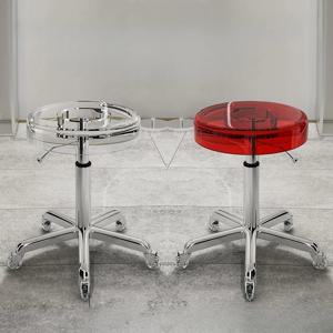 스테인리스 스틸 아크릴 회전 의자 바 프론트 데스크 헤어컷 네일 뷰티 이동식 리프트 체어 파이브 클로우 스페셜