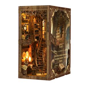 DIY 나무 책장 장식 키트 인형 집 만들기 장난감 책꽂이 장식 인형집 장난감 어린이 크리스마스 선물