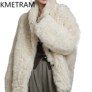 KMETRAM 100% 천연 투스카니 양모 양가죽 자켓 중간 길이 여성 파티 의류 겨울 코트 2025 여성용 겨울 코트