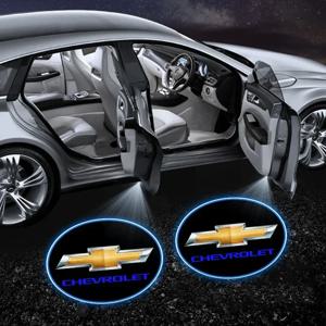 2개입 자동차 도어 프로젝터 램프 자동차 LED 웰컴 라이트 자동차 액세서리 쉐보레 스파크 실버라도 트레일블레이저 캡티바 라세티용