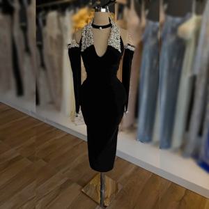 맞춤형 고급 여성 이브닝 드레스 맞춤 제작 행사용 라인스톤 오프숄더 미디 드레스 우아한 파티 웨딩