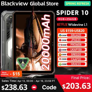 블랙뷰 오스칼 스파이더 10 러기드 태블릿 11인치 HD+ IPS 디스플레이 20000mAh 45W 옥타코어 안드로이드 256GB IP68&IP69K 아웃도어 패드 PC