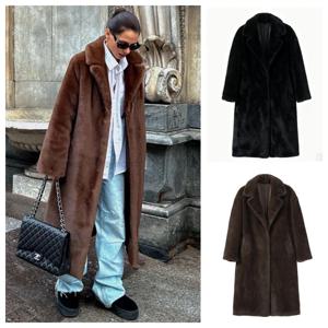 네오 민트 2026 겨울 럭셔리 인조 밍크 퍼 코트 여성 아이코닉 브랜드 롱 아우터웨어 재킷 크리스탈 후크 스트리트 스타일 따뜻한 오버코트