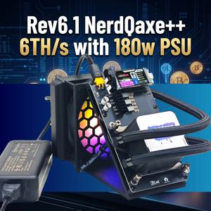 Rev 6.1 NerdQaxe 6Th, 180w 대용량 전원 공급 장치를 갖춘 솔로 마이너 비트코인 ​​홈 마이닝 NerdQaxe 하이드로 NerdQaxe++ 6Th