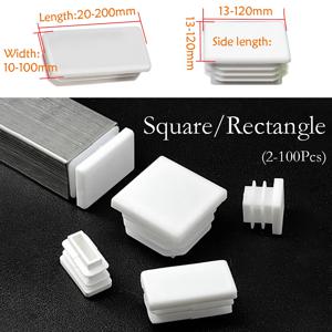 사각/직사각형 흰색 플라스틱 블랭킹 엔드 캡 파이프 튜브 인서트 플러그 커버 스틸 테이블 다리 패드 10x20mm에서 100x200mm까지