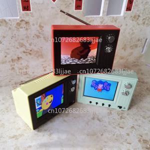 인형의 집 주방 장면 가구용 레트로 미니 TV 시청 가능한 비디오 장난감 성인 수집가를 위한 수집품