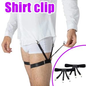 남성용 셔츠 가터 조절 가능한 탄성 레그 서스펜더 셔츠 홀더 스트랩 벨트 주름 방지 미끄럼 방지 잠금 클램프 블랙