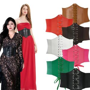 여성용 코르셋 와이드 벨트 고딕 슬리밍 쉬스 플랫 벨리 화이트 코르셋 엘라스틱 하이 웨이스트 인조 가죽 블랙 벨트 코르셋