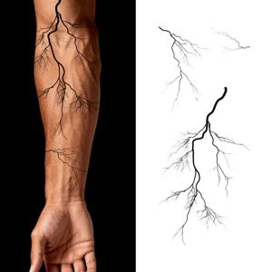 1장 팔 검은 번개 타투 스티커 방수 지속 가능한 임시 타투