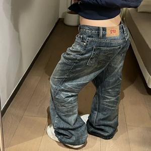 플러스 사이즈 아메리칸 스트레이트 레그 스키니 블루 진 여성 가을 신상 슬리밍 팬츠 하이웨이스트 지퍼 캐주얼웨어