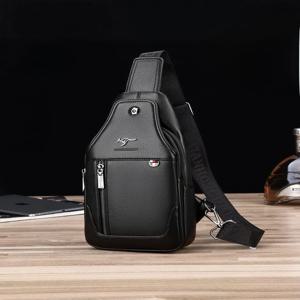 캐주얼 남성용 가슴 가방 캥거루 가죽 슬링백 부드러운 PU 소재 소형 레저 크로스백 휴대폰 포켓 포함