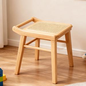 스타일리시한 대나무 화장대 스툴 라탄 탑 - 침실 화장대, 거실 및 집 입구 장식용 모던 드레싱 스툴