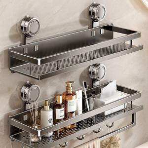 무타공 흡착식 욕실 선반 화장실 공간 알루미늄 걸이형 선반 욕실 정리함 벽걸이