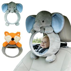 1개입 이지 뷰 베이비 카 미러, 깨지지 않는 넓고 선명한 시야 안전 카시트 만화 인형 거울 (후방 시야 유아용)