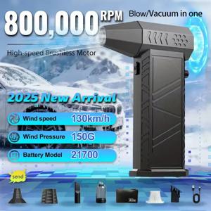 폭력적인 팬 400000 RPM 강력한 공기 송풍기 진공 먼지 청소기 강한 바람 충전 58 메터/초 브러시리스 터보 제트 송풍기 건조 2025