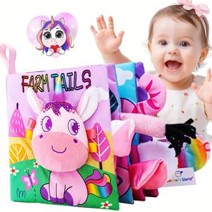 유니콘 꼬리 천 책, 계몽 천 책, 조기 교육 터치 인지 장난감, 대화형 어린이 책, 어린이용