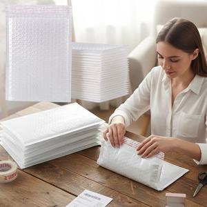 다용도 자가 밀봉 버블 봉투, 사무용 문서, 비즈니스 배송 및 매장 포장용 흰색 패딩 우편 봉투