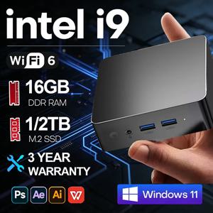 새로운 인텔 코어 i9-8950HK 16GB 램 1/2TB SSD FHD 블루투스 5.2 WiFi6 1000M 이더넷 윈도우 11 게이밍 오피스 미니 PC