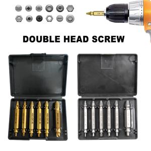 6PC HSS 추출기 더블 헤드 스크류 슬라이드 톱니 제거 스크루드라이버 비트 세트 파손된 와이어 도구 키트 전동 공구 액세서리