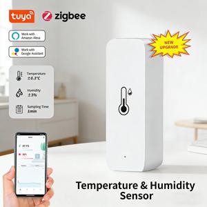 Tuya Zigbee 스마트 온도 습도 센서 실내 습도계 온도계 홈 오토메이션 실시간 데이터는 Alexa와 연동됩니다.