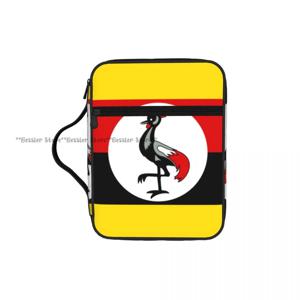 우간다 국기 성경 커버 케이스 지퍼 포켓 손잡이가 있는 수납 가방 교회용