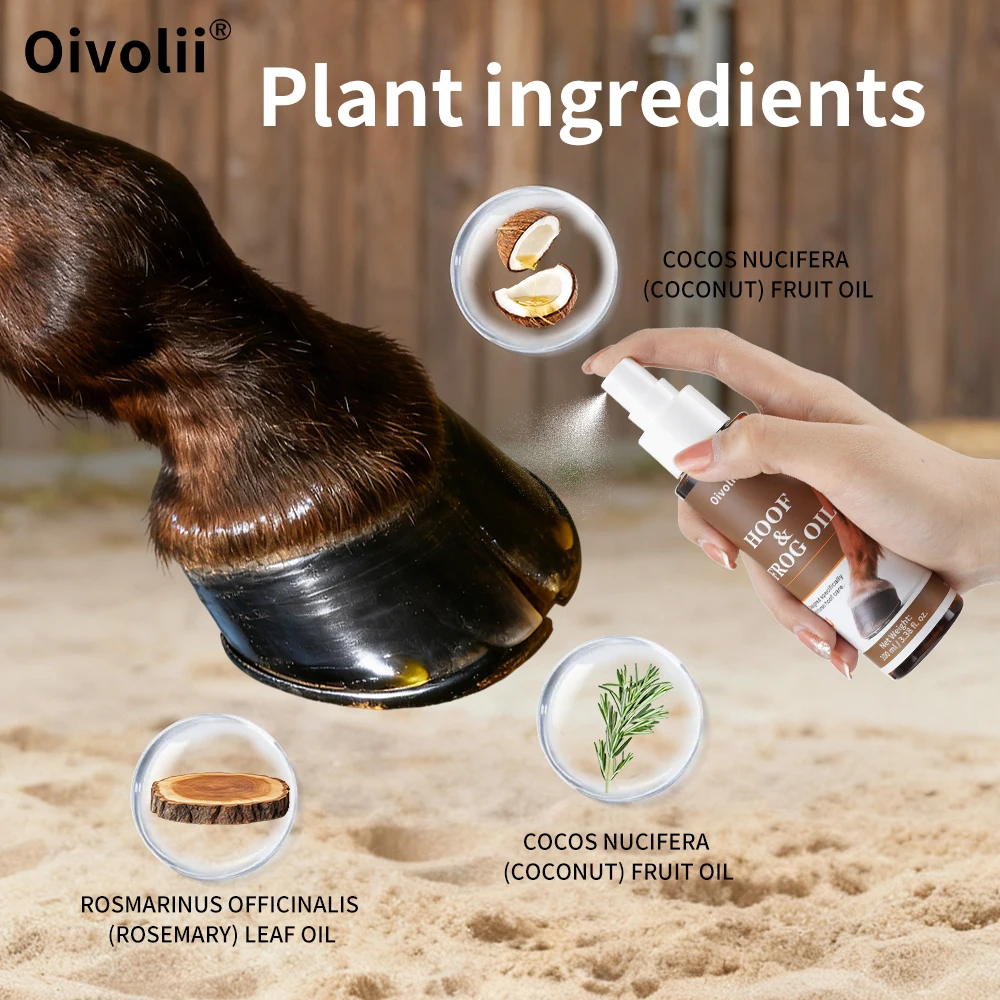 오이볼리 헤어케어 오일 스프레이 딥 페네트레이팅 포뮬러는 건조한 발바닥에 수분을 공급하고, 갈라진 부분을 복구하며, 말의 발바닥 굳은살을 개선합니다.