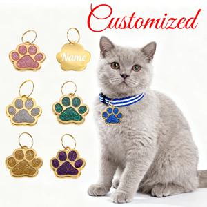 골드 컬러 맞춤 이름 강아지 인식표 반짝이 발톱 모양 고양이 인식표 레이저 각인 목걸이 펜던트 개인 맞춤 이름 애완동물 인식표