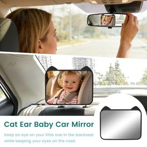 귀여운 고양이 귀 모양 아기 카시트 거울, 간편 설치, 뒷좌석 안전 거울, 유아용 안전 거울