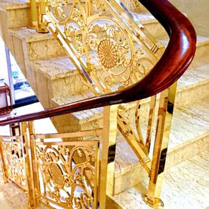 cj-모던 디자인 전문 스테인리스 알루미늄 난간 시스템 주조 알루미늄 난간대 금도금 계단