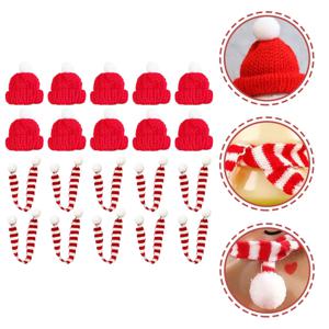 20pcs 미니어처 산타 모자와 울 스카프 박제 곰 DIY 크리스마스 컵 커버 베이비 샤워 선물