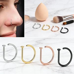 비만성 피부염에 없는 스테인리스 스틸 D형 코 클립 피어싱 쥬얼리 (남녀공용)